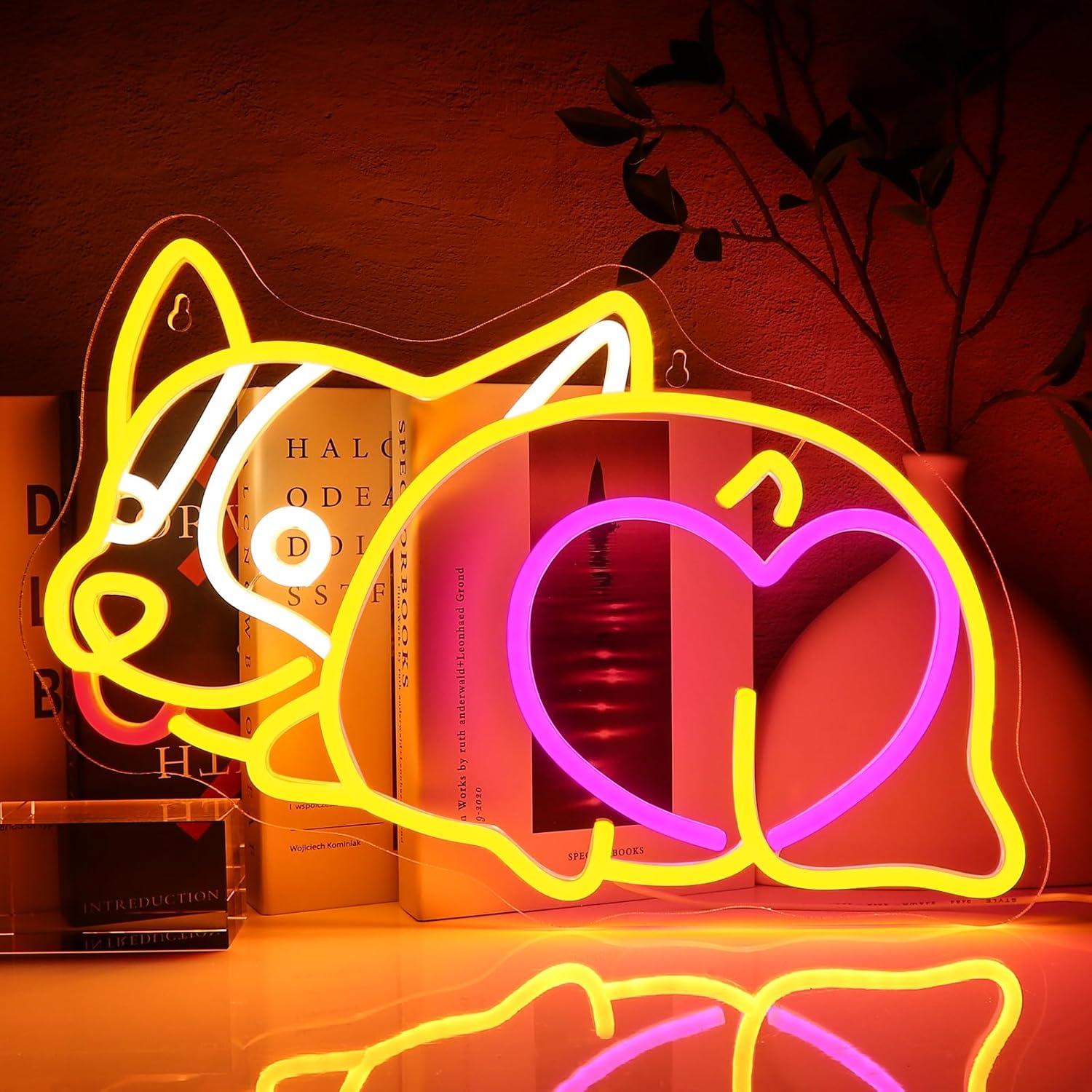 Neonowy znak z psem rasy corgi – Zoo Party Games recenzja i cena