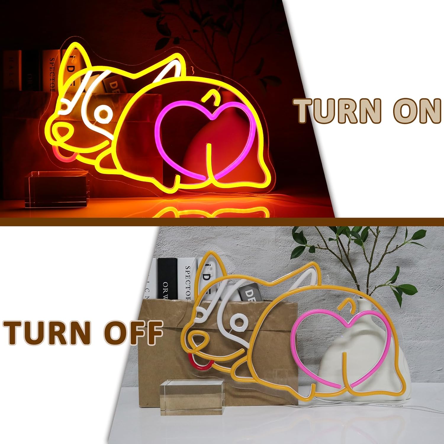 Neonowy znak z psem rasy corgi – Zoo Party Games recenzja i cena